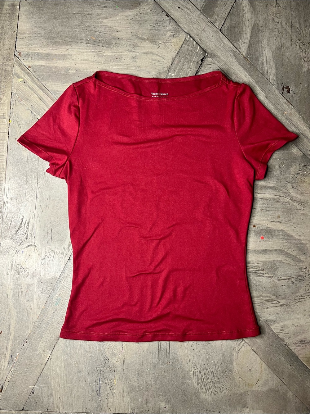 Thread & Supply Scoop Neck Short Sleeve Tee in Ruby Red